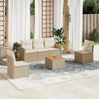 6-piece Lounge Set with cushions poly rattan beige