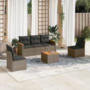 Loungeset 6-delig poly rattan grijs