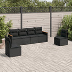 6-piece Lounge Set with cushions poly rattan black