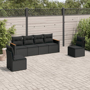 Loungeset 6-delig poly rattan zwart