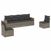 6-Delige Loungeset Met Kussens Poly Rattan Grijs