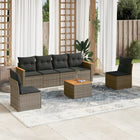 7-piece Lounge Set with Cushions poly rattan grey