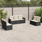 Loungeset 7-delig poly rattan zwart