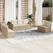 Loungeset 7-delig poly rattan beige