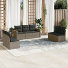 7-Delige Loungeset Met Kussens Poly Rattan Grijs