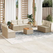 Loungeset 8-delig poly rattan beige