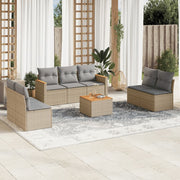 Loungeset 8-delig poly rattan beige