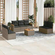 Loungeset 8-delig poly rattan grijs