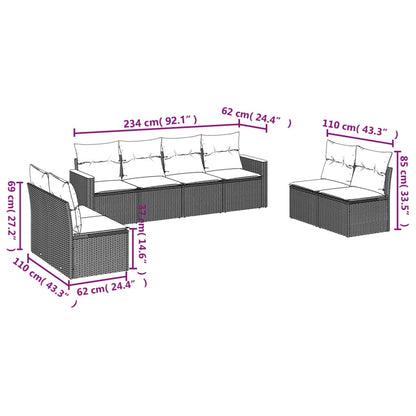 8-Delige Loungeset Met Kussens Poly Rattan Zwart