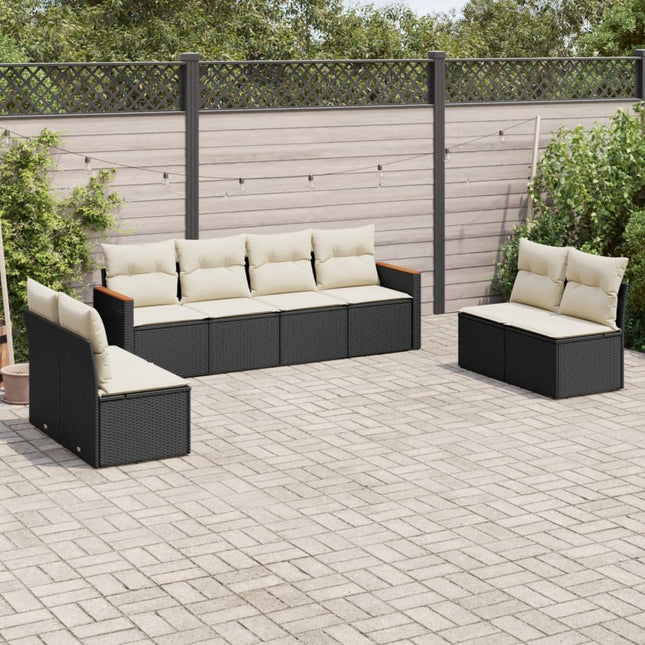 8-Delige Loungeset Met Kussens Poly Rattan Zwart