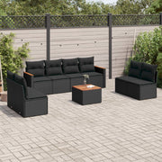 Loungeset 9-delig poly rattan zwart