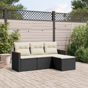 Loungeset 4-delig poly rattan zwart