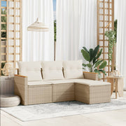 Loungeset 4-delig poly rattan beige