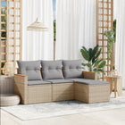 4-Delige Loungeset Met Kussens Poly Rattan Beige