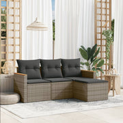 Loungeset 4-delig poly rattan grijs