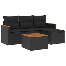 5-Delige Loungeset Met Kussens Poly Rattan Zwart
