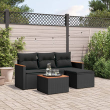 5-Delige Loungeset Met Kussens Poly Rattan Zwart