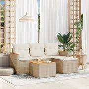 Loungeset 5-delig poly rattan beige