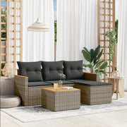 Loungeset 5-delig poly rattan grijs