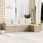 5-Delige Loungeset Met Kussens Poly Rattan Beige