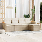 Loungeset 5-delig poly rattan beige
