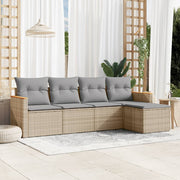 Loungeset 5-delig poly rattan beige