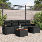 6-piece Lounge Set with cushions poly rattan black