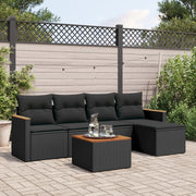 Loungeset 6-delig poly rattan zwart