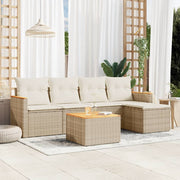 Loungeset 6-delig poly rattan beige