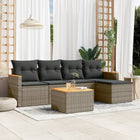 6-piece Lounge Set with Cushions Poly Rattan Grey