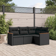 Loungeset 4-delig poly rattan zwart