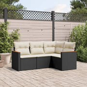 Loungeset 4-delig poly rattan zwart