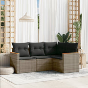 Loungeset 4-delig poly rattan grijs
