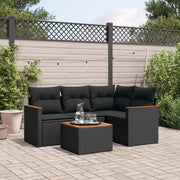 Loungeset 5-delig poly rattan zwart