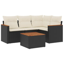 5-Delige Loungeset Met Kussens Poly Rattan Zwart