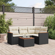 Loungeset 5-delig poly rattan zwart