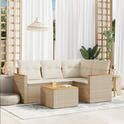 Loungeset 5-delig poly rattan beige