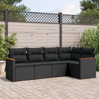 5-Piece Loungeset with Cushions Poly Rattan Black
