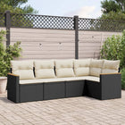 5-Piece Loungeset with Cushions Poly Rattan Black