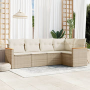 Loungeset 5-delig poly rattan beige