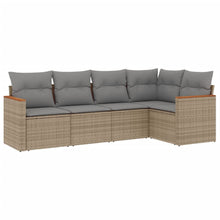5-Delige Loungeset Met Kussens Poly Rattan Beige