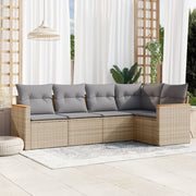 Loungeset 5-delig poly rattan beige