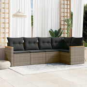 Loungeset 5-delig poly rattan grijs