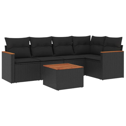 6-Delige Loungeset Met Kussens Poly Rattan Zwart