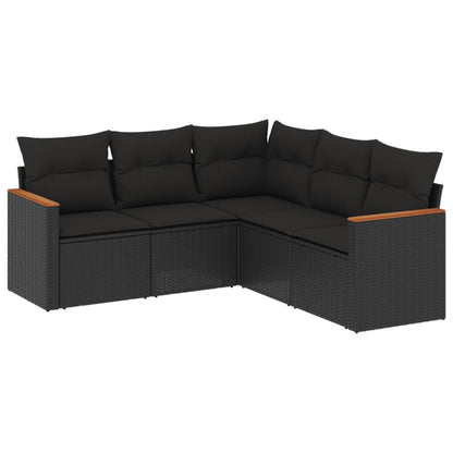 5-Delige Loungeset Met Kussens Poly Rattan Zwart