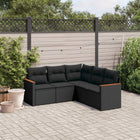 5-Piece Loungeset with Cushions Poly Rattan Black
