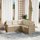 5-Delige Loungeset Met Kussens Poly Rattan Beige