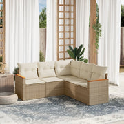 Loungeset poly rattan 5-delig beige