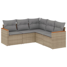 5-Delige Loungeset Met Kussens Poly Rattan Beige