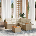 6-piece Lounge Set with cushions poly rattan beige
